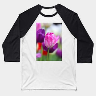 Pink & White Tulip Baseball T-Shirt